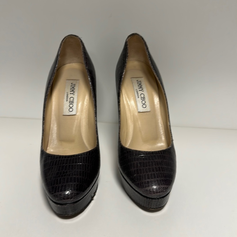 Jimmy Choo dark brown leather stiletto